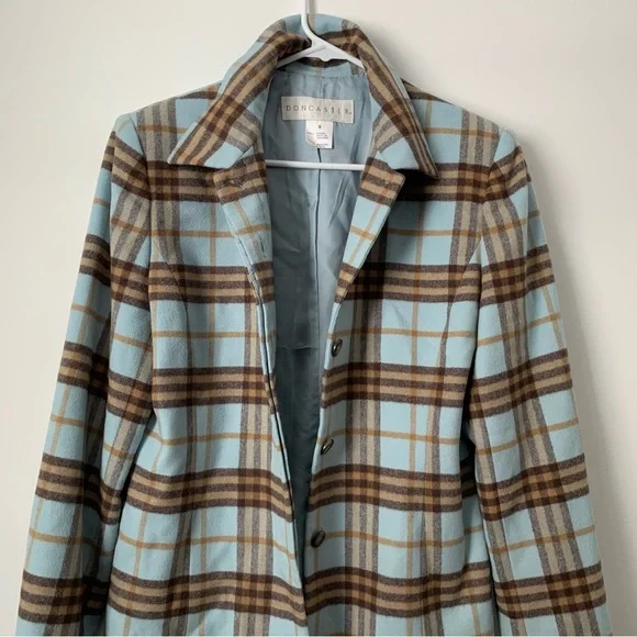 Vintage Doncaster Wool Angora Blend Blue and Brown Plaid Jacket - Picture 8 of 15
